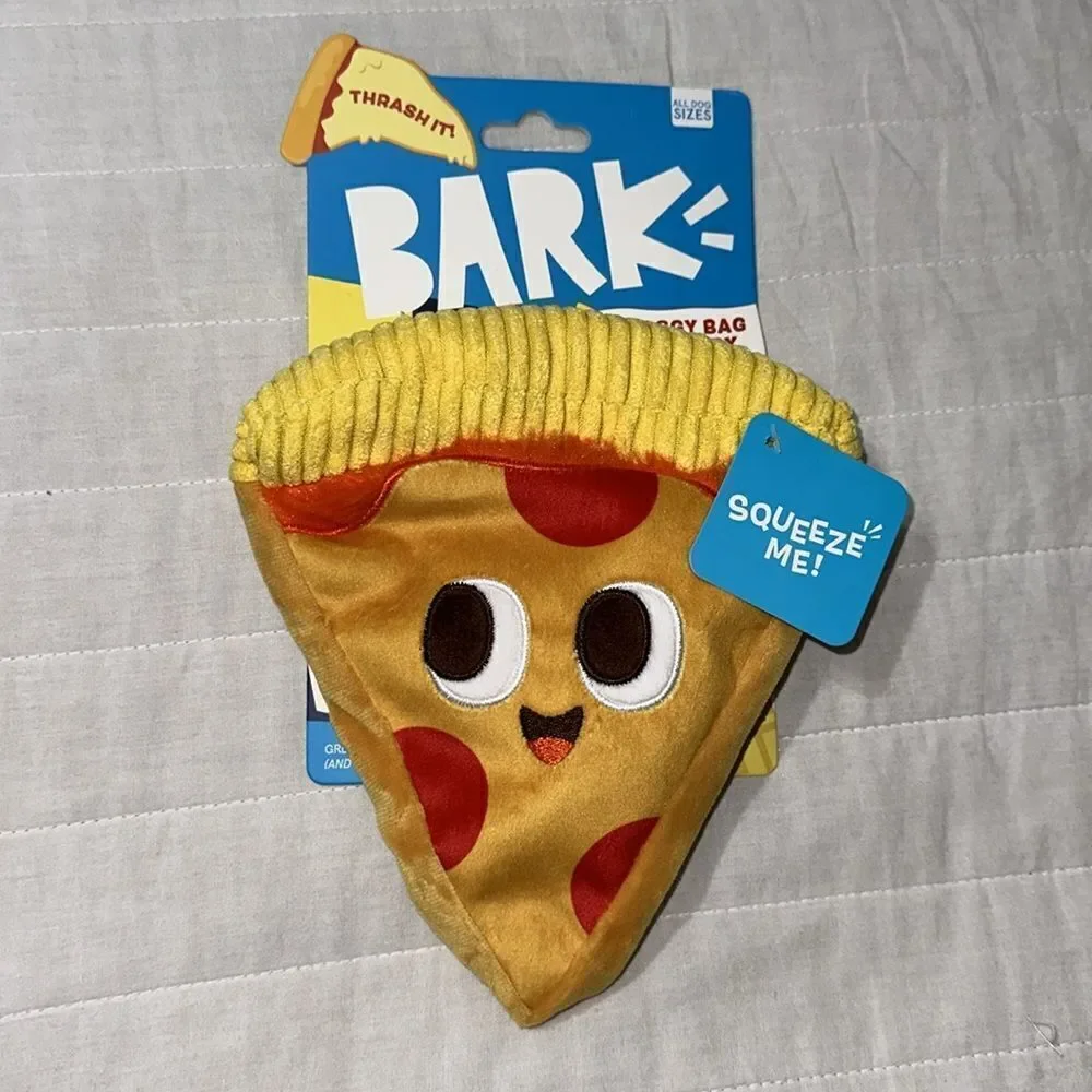 BARK All dog sizes Squeaky Plush Corduroy Faux Fur Pizza Slice Dog Toy